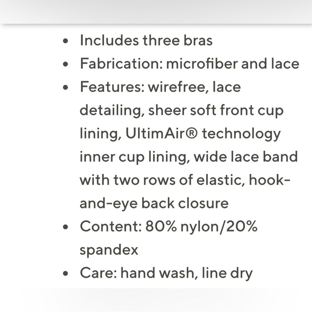 BREEZIES SOFT SUPPORT LACE WIRELESS UNLINED BRAS XL NEW BUNDLE OF 3 - Picture 4 of 5